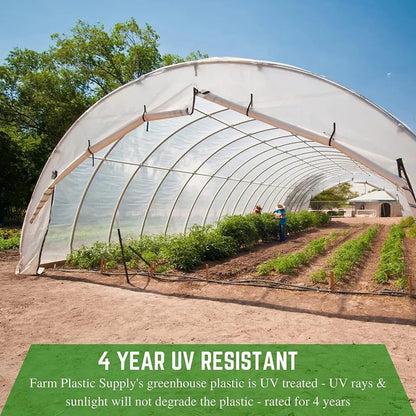 Farm Plastic Supply 4 Year Clear 6 mil Greenhouse Plastic Sheeting - Clear Sheeting, Polyethylene Film, Transparent Plastic Film for Greenhouse (16' x 120')