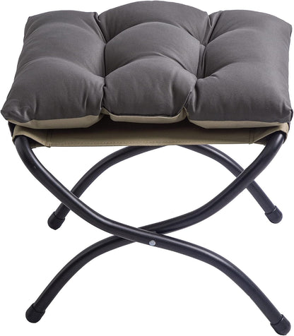 15" Upholstered Folding Foot Rest Stool with Foldable Metal Frame Dark Grey