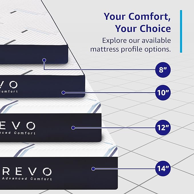 REVO Sleep Gel Memory Foam Mattress, 14-Inch California King – Cooling Gel Memory Foam Mattress with Pressure Relief, Contouring Support & Breathable Sleep Comfort