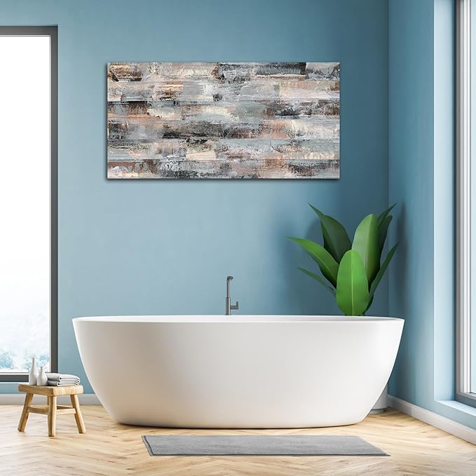 NINEASO Gray Abstract Canvas Wall Art - Grey Brown Picture for Wall Decor Fabric Of Time Canvas Painting Abstract Prints Artwork for Living Room Bedroom Home Office Wall Decoration 20" x 40"