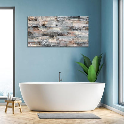 NINEASO Gray Abstract Canvas Wall Art - Grey Brown Picture for Wall Decor Fabric Of Time Canvas Painting Abstract Prints Artwork for Living Room Bedroom Home Office Wall Decoration 20" x 40"
