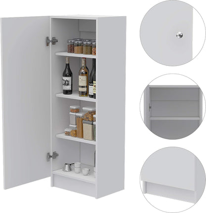 Kitchen Pantry with Countertop, Closed & Open Storage -White