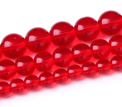 Red Glass Stone Beads Gemstone Round Crystal Energy Jade Beads Stone Beads for Jewelry Making DIY Bracelet Necklace Jewelry Making 1 Strand 15.5inch 45PCS 8MM