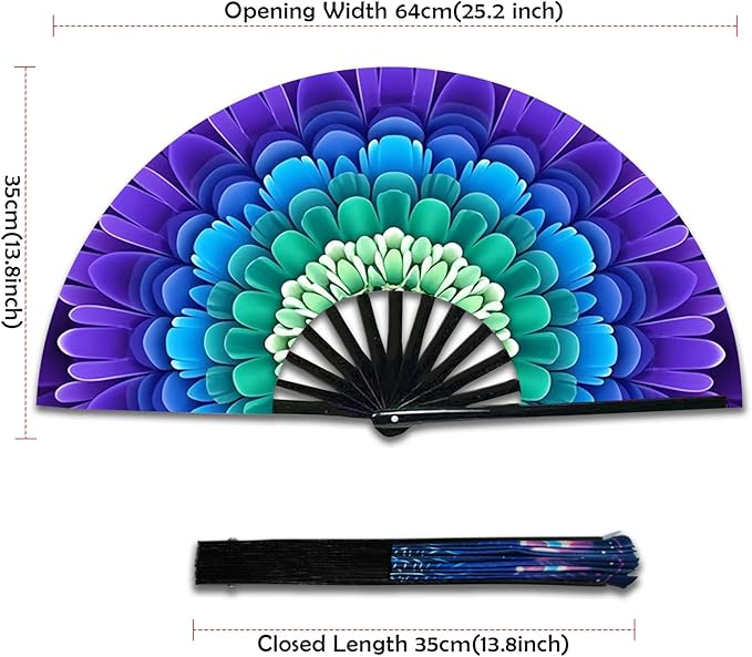 Boots on The Ground Fan, Large Folding Hand Fan for Women and Men, Popping Fans for Line Dancing for Raves, EDM, Dance Party, and Home Decoration