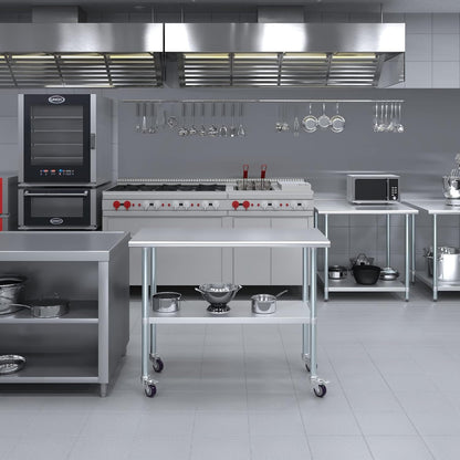 Stainless Steel Table + Add Casters | Choose from 43 Sizes | NSF Metal Work Table for Kitchen Prep Utility | Commercial and Residential Applications.