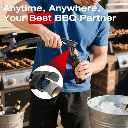 Grill Brush for Outdoor BBQ - Replaceable Bristle Free Heading + Reinforced Scraper - Safe BBQ Accessories for Porcelain/Gas/Charcoal/Smoker/Cast Iron Grill - Cleaning Brush(Black)