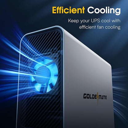 GOLDENMATE 1000VA/800W Lithium UPS Battery Backup and Surge Protector, Backup Battery Power Supply with LiFePO4 Batteries(230.4 Wh), Sinewave UPS System, 10 Years Lifespan, 8 Outlets, LCD Display