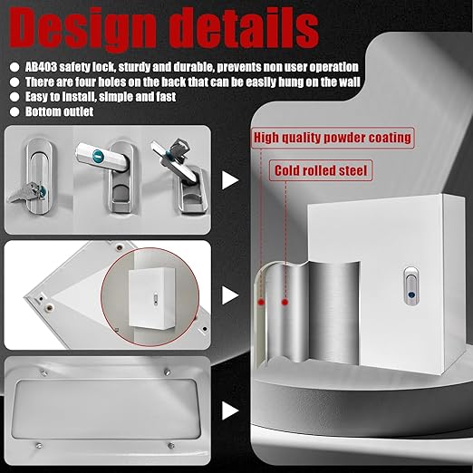 Electrical Box 12 x 10 x 6 Inch Indoor Outdoor Electrical Enclosure Box Steel Junction Box Wall Mounted Universal Electrical Project Box with Safety Locks and Mounting Plates