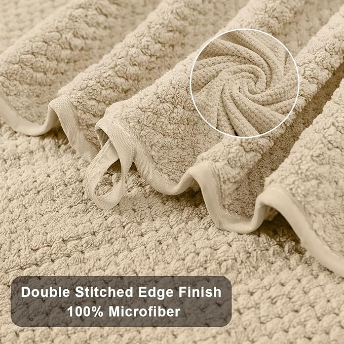 8-Piece Beige Bath Towels Set,2 Oversized Large Bath Towels Sheet,2 Hand Towels and 4 Washcloths - 600 GSM Soft Luxury Towel Set,Highly Absorbent Quick Dry Towel Collection for Bathroom,Hotel and Spa