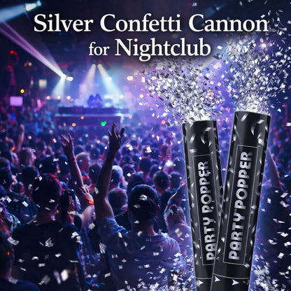 Confetti Poppers Silver Confetti Cannon 2 Pack Silver Foil Confetti 12 Inch Party Poppers for Wedding Birthday Graduation New Year’s Eve Party Decorations & Photo Props