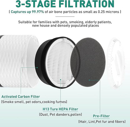 2 Pack LV-H132 Air Purifier Replacement Filter Compatible with LEVOIT LV-H132-RF Air Purifier H13 True HEPA Air Filter Replacement 3-In-1 Filtration System Compatible With LEVOIT LV-H132 Air Purifier