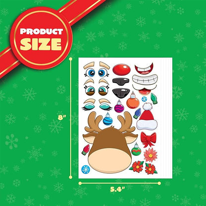 JOYIN 24 Pcs Christmas Make-a-face Stickers, Make Your Own Characters Mix and Match Sticker Sheets with Christmas Elf, Santa Santa, Snowman, Penguin, and Polar Bear Kids Party Favor Supplies Craft