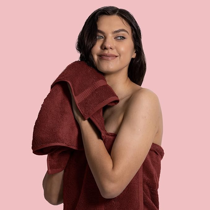 Chakir Turkish Linens | Hotel & Spa Quality 100% Cotton Premium Turkish Towels | Soft & Absorbent (Personalized 3-Piece Towel Set, Cranberry)