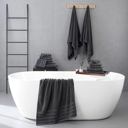 8-Piece Bath Towels Set, 100% Cotton Thick Soft Highly Absorbent Durable, Quick Dry, Bathroom Towels Set (2 Bath Towels, 2 Hand Towels, 4 Washcloths) - Perfect for Daily Use