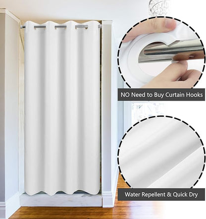 River Dream No Hook Microfiber Shower Curtain 54" Wide - Soft Stall Size Hotel Style Fabric Shower Curtain for Bathroom, Waterproof & Machine Washable, White, 54x74