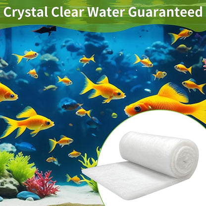 Aquarium Filter Floss 12"x72"x0.13" Filter Floss for Fish Tank -Micro Fine Multi-Layer Polishing Aquarium Filter Pad-Filter Media Roll for Crystal Clear Water Cut to Size