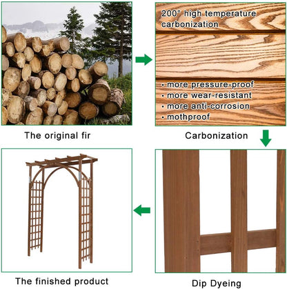 VINGLI 85in Wooden Arbor Garden Arch, Wedding Arch for Ceremony, Wood Trellis for Plant Climbing, Christmas Decor Pergola for Garden Backyard, Lawn (Brown)
