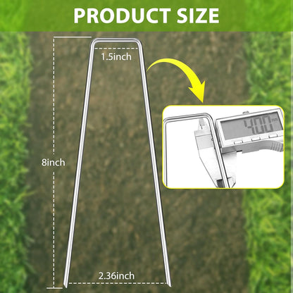 Landscape Staples 8 Inch, 50 Pack 8 Gauge Galvanized Garden Staples U-Shaped Landscape Stakes, Heavy Duty Ground Stakes for Outdoor Decorations, Weed Barrier Fabric, Irigation Tubing, Tent