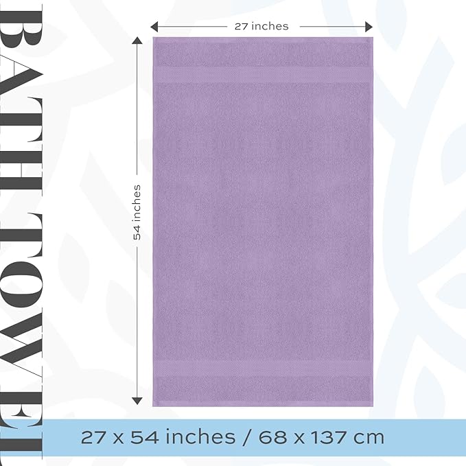 White Classic Luxury Bath Towels Set of 4 Large - 700 GSM Cotton Ultra Soft Bath Towels 27x54 | Highly Absorbent and Quick Dry | Hotel Towels for Bathroom Luxury, Plush Shower Towels, Lavender