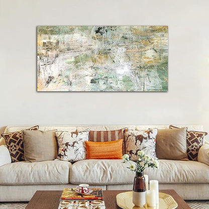 NINEASO Brown Green Abstract Wall Art - Unearthed World Abstract Canvas Pictures for Wall Decor Modern Abstract Canvas Painting Artwork for Living Room Bedroom Home Office Wall Decorations 30" x 60"