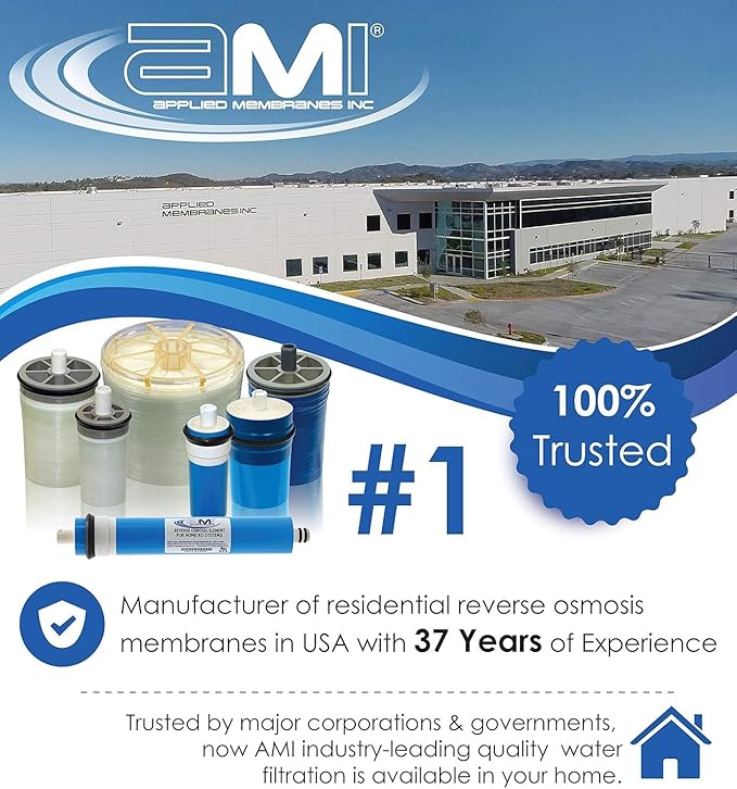 APPLIED MEMBRANES INC. 75 GPD Reverse Osmosis Membrane | RO Membrane Water Filter Replacement for Reverse Osmosis Water Filtration System | 1.8” x 12” Universal Compatibility | Made in USA