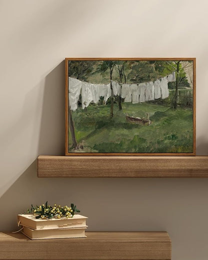 InSimSea Framed Wall Art for Living Room Vintage Laundry Room Art Print Antique Oil Painting Country Landscape Vintage Wall Art Canvas for Bathroom Bedroom OfficeGallery 12x16in
