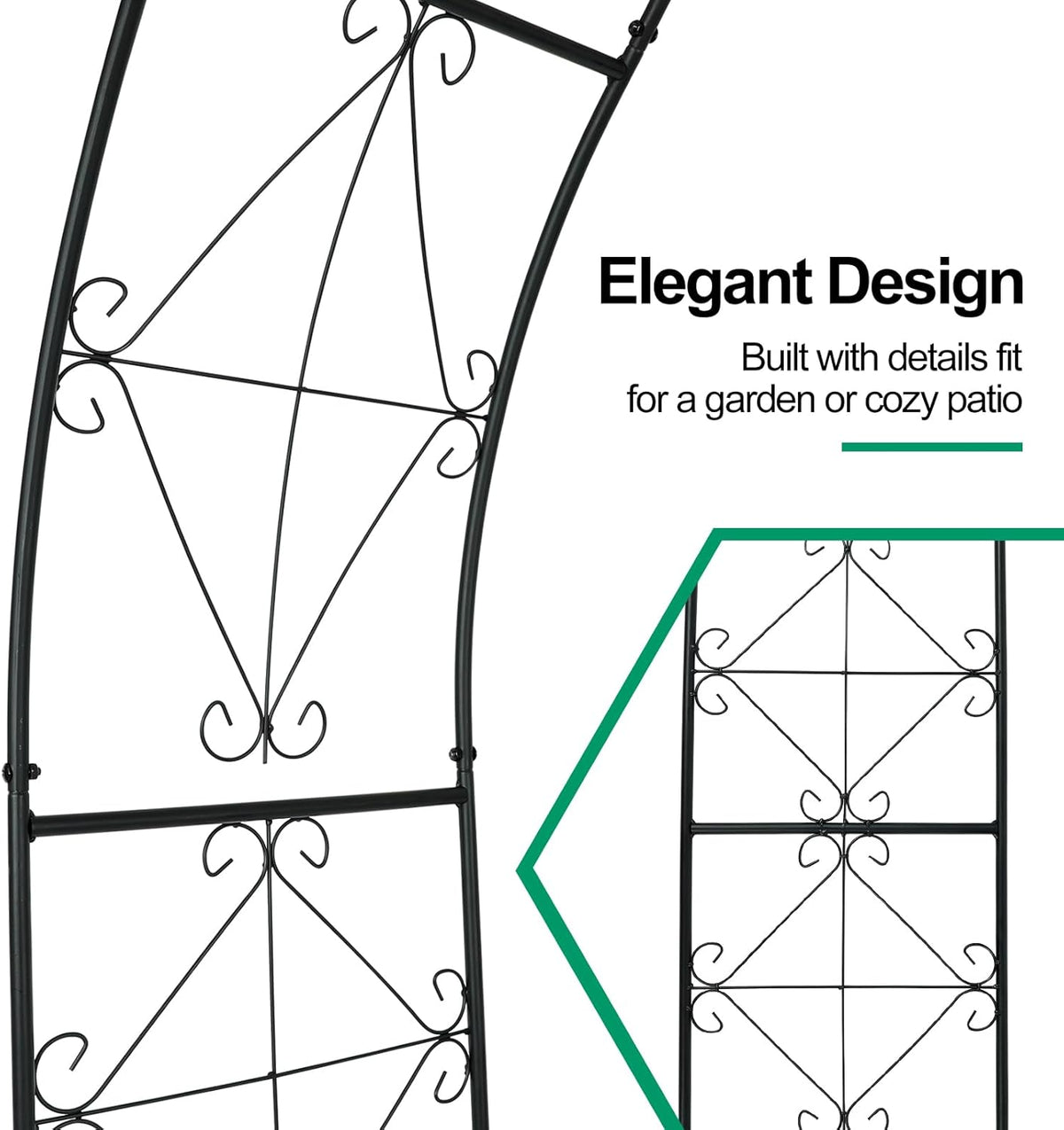 Metal Garden Arch 7.2ft High X 4.5ft Wide Garden Arbor for for Climbing Plants Roses Vines, Outdoor Garden Lawn Backyard Patio, Garden Wedding Party Decoration