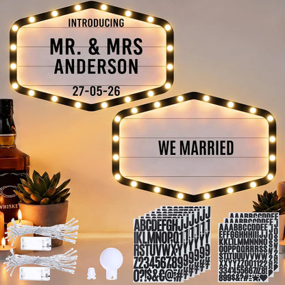 Aurelema 2 Pack 23.6'' LED Wedding Bottle Service Sign, Lighting Entrance Props for Bridal Party, Nightclub Reception Light up Signs with Letters Waterproof Engagement Banquet Birthday(Classic,Black)