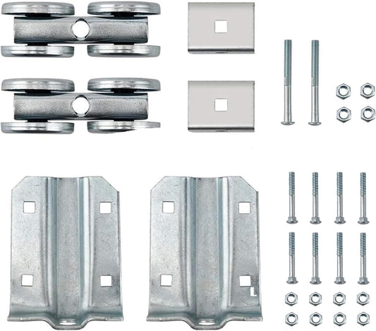 HOME MASTER HARDWARE Box Rail Hanger Kit 2 Set,Exterior Barn Door Hardware Kit,Each Rated Safe Working Load 225 lbs,Zinc Plated