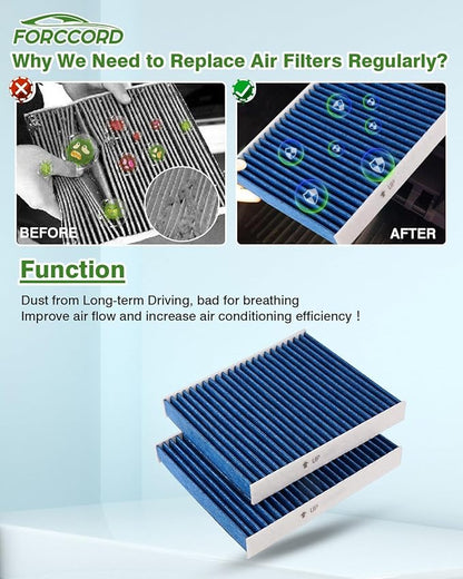 2-Pack Cabin Air Filter Fits for 2012-15 CAPTIVA SPORT, 2010-17 EQUINOX/TERRAIN, 2012-17 Azera, 2012-18 Santa Fe more+ Activated Carbon Cabin Filter Replacement CF11819 CP819 Car Accessories