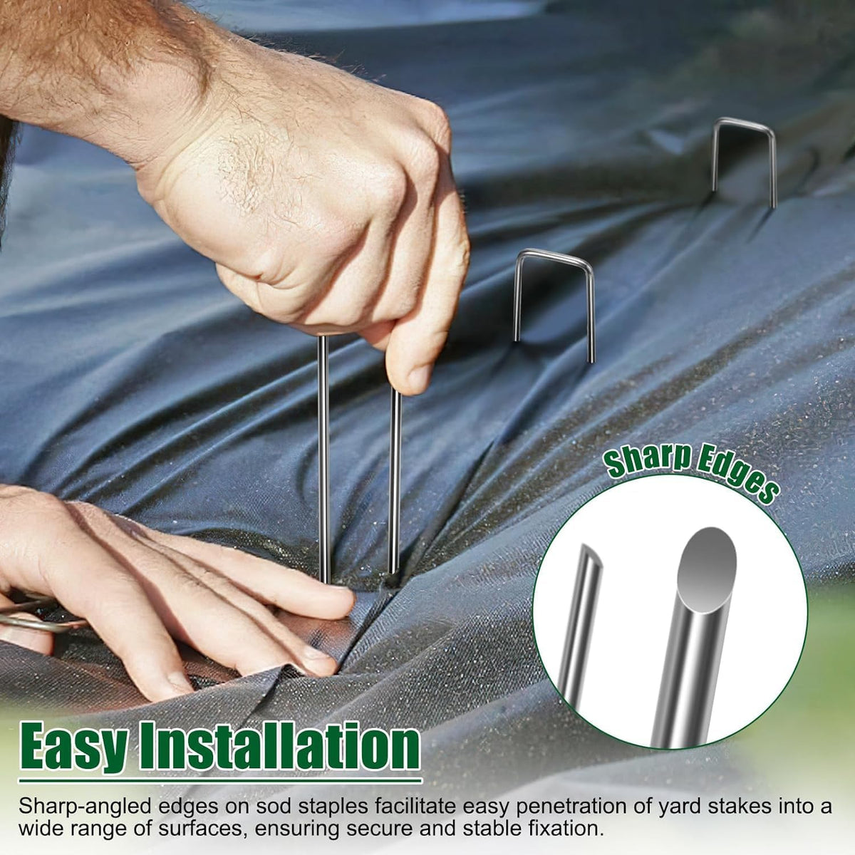 10 Inch 11 Gauge Galvanized Landscape Staples Stakes for Decoration, 25/100/200pcs Garden Metal Stakes for Weed Barrier Fabric, Fence Stakes, Tent Stakes (10in, 200pcs)