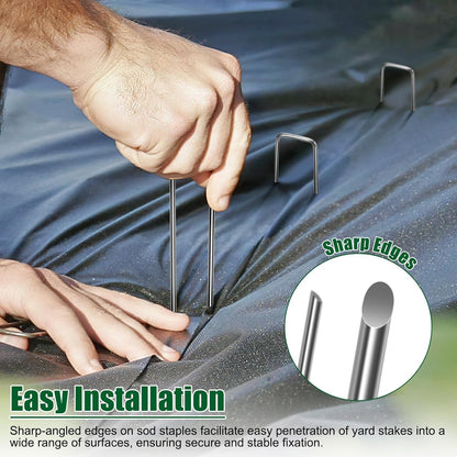 10 Inch 11 Gauge Galvanized Landscape Staples Stakes for Decoration, 25/100/200pcs Garden Metal Stakes for Weed Barrier Fabric, Fence Stakes, Tent Stakes (10in, 200pcs)