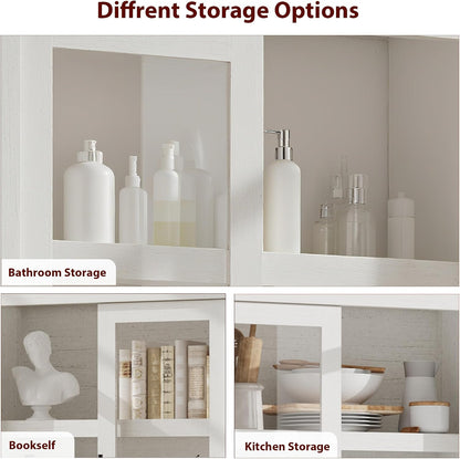 Tall Kitchen Pantry Cabinet, Farmhouse Kitchen Pantry Storage Cabinet Wood, 70.45" Large Cupboard with 4 Doors & Adjustable Shelves for Kitchen Storage, Dining, Office, Rustic White