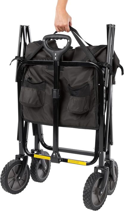 Amazon Basics Collapsible Folding Heavy Duty Utility Wagon for Outdoor Sports, 265 pounds Weight Capacity, Camping, Garden, and Shopping, 27.6 x 40.9 x 20 inches, Black