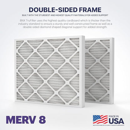 BNX TruFilter 20x20x2 Air Filter MERV 8 (4-Pack) - MADE IN USA – Dust & Pet Defense Electrostatic Pleated Air Conditioner HVAC AC Furnace Filters for Dust, Pet, Mold, Pollen MPR 600 – 700 & FPR 5