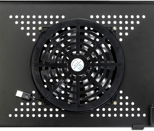 360-Degree Rotation Multifunctional Portable Folding Table with Fan & Mouse Black