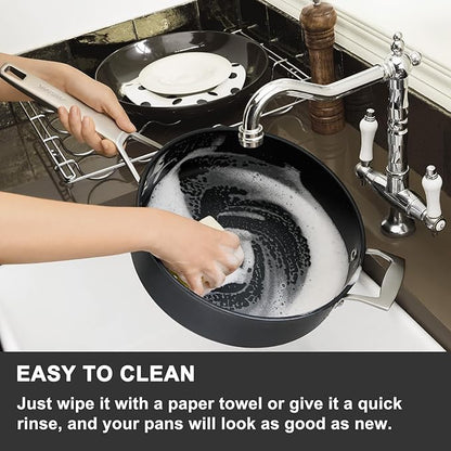 MsMk 5QT saute pan with Glass Lid, 11in Nonstick Deep Frying pans, Lasting Non stick, Oven safe to 700°F, Induction pots, Durable PFOA Free Non-Toxic