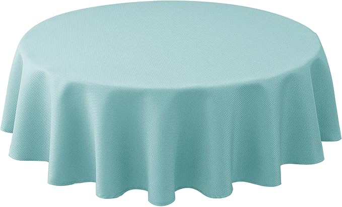 Biscaynebay Round Tablecloth 70 Inch-Auqa Blue Outdoor Fabric Table Cover-Small Circle Folding Table Cloths Linen Water Resistant for Kitchen Dining Picnic Patio Outdoor Party Restaurant Tables