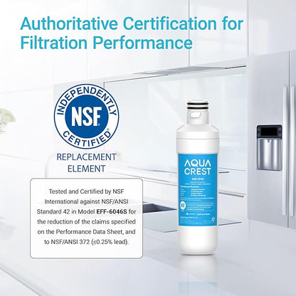 AQUA CREST LT1000PC ADQ747935 MDJ64844601 NSF Certified Refrigerator Water Filter, Replacement for LG® LT1000P®, LT1000PCS, ADQ74793501, ADQ74793502, Kenmore 469980, 9980, Pack of 2
