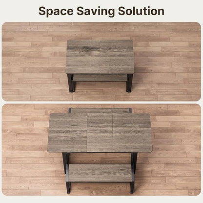 Gizoon 63” Kitchen Table Sets with 2 Benches Extendable Dining Table Set for Small Spaces Dining Room Table 4 Set Chairs for Kitchen Apartment Outdoor and Home Office, Gray