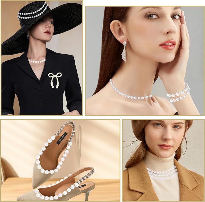 Pearls String Beads 33 Feet Crafts Faux Pearl Roll for Christmas Garland Flowers Wedding Party Jewelry Decoration(3mm Ivory)