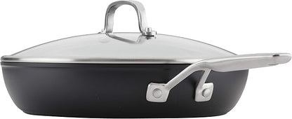 KitchenAid Hard Anodized Induction Nonstick Fry Pan/Skillet with Lid, 12.25 Inch, Matte Black