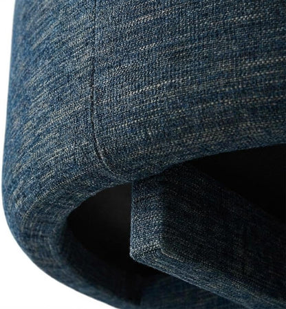 Blue Round Woven Fabric Upholstered Ottoman, 38 Inches, Lightweight, Stylish Outdoor Furniture for Patio, Garden, Balcony