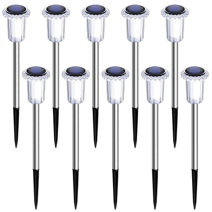 DenicMic Solar Lights Outdoor Waterproof 10 Pack Pathway Lights Cool White