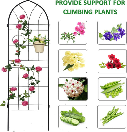 Metal Garden Trellis Rustproof Trellis for Climbing Plants Outdoor Flower Support (Black-4 Pack, 78.7"x19.7")