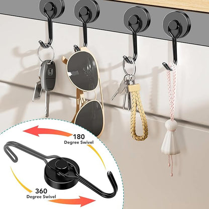 DIYMAG Black Magnetic Hooks, 40LBS Strong Magnetic Hooks Heavy Duty, Strong Magnet Hooks with Metal Hanger for Hanging Refrigerator Home Kitchen Office, 16Pack