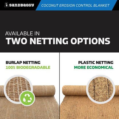 Sandbaggy Coconut Erosion Control Blanket – 3.75 ft x 120 ft Coir Mat for Soil Retention, Slope Stabilization, Plant Growth & Ground Cover – Ideal for Hillsides & DOT Projects - 10 Rolls (4,500 sq ft)
