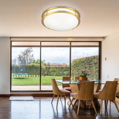 18 inch Ceiling Light Fixture Flush Mount Gold, 36W Large Living Room Ceiling Light LED, Dimmable Kitchen Lighting Fixture for Bedroom, Bathroom, Living Room