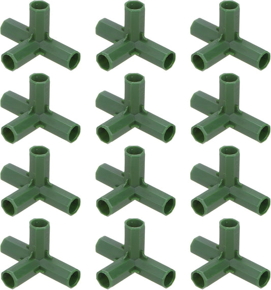 4 Pcs 11mm Greenhouse Frame Building Connectors, 4 Way Right Angle Pipe Fitting for Grape Trellis/Sunscreen Shed/Gardening Plant Stakes, Greenhouse Accessories [Green]