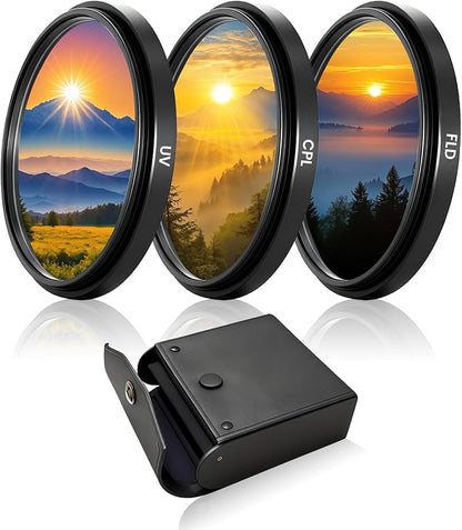 46mm UV/CPL/FLD Lens Filter Kit with Upgraded Storage Case, Multi-Coated Optical Glass Filters Set with Ultra Slim Aluminum Alloy Frame for Universal Camera Lenses